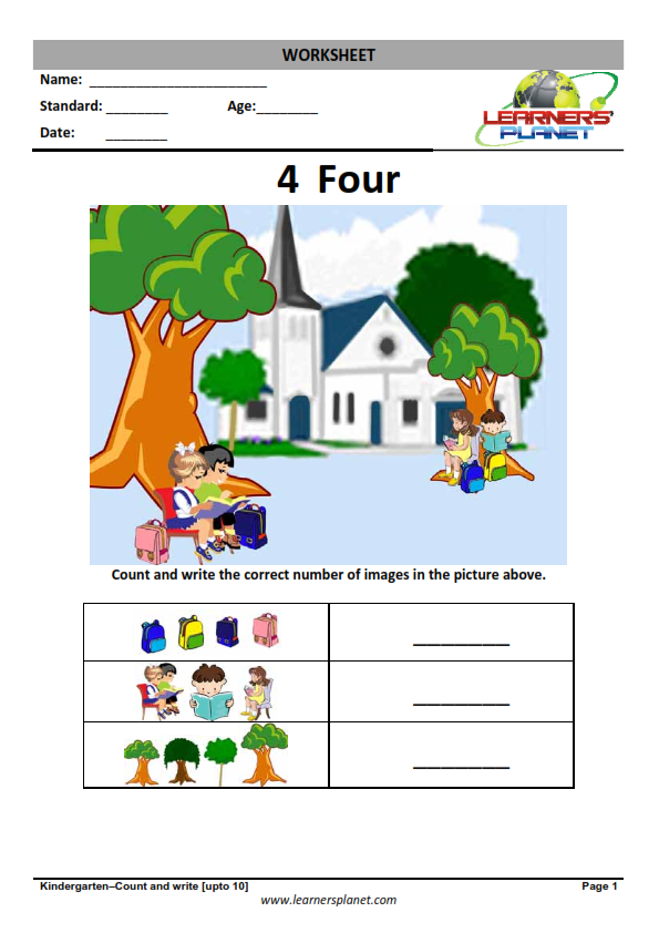 Math Worksheets Online - Free Math Printables-count number of  images-Four